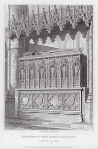 Monument for kong Edward den Tredje, i Westminster Abbey (gravering) af Edward Blore