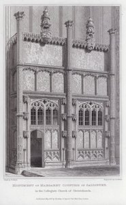 Monument over Margaret grevinde af Salisbury, i Collegiate Church of Christchurch (gravering)