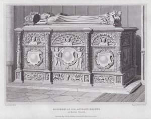 Monument af Sir Anthony Browne, i Battle Church (gravering) af Edward Blore