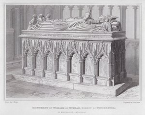 Monument af William af Wykham, biskop af Winchester, i Winchester Cathedral (gravering) af Edward Blore