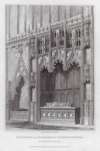 Monumenter for ærkebiskopperne Peckham og Warham i Canterbury-katedralen (gravering)