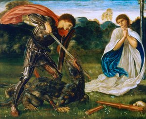 Kampen: Sankt Georg dræber dragen VI af Edward Burne-Jones