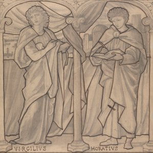 Forberedende design til et farvet glasvindue, Virgil og Horace af Edward Burne Jones