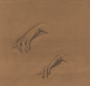 Studier for en hånd i guddommens brande af Edward Burne Jones