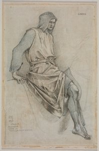 Undersøgelse for fejltagelsen af Gawain fra den hellige gral gobeliner af Edward Burne Jones