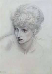 Undersøgelse af et pigehoved (se også 198346) af Edward Burne Jones
