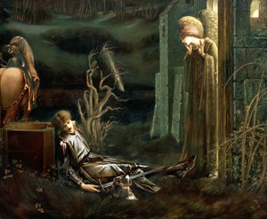 Drømmen om Sir Lancelot ved den hellige grals kapel, 1896