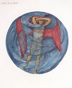 The Flower Book: I. Love in a Mist, 1905 (litho med gouache på papir) af Edward Burne Jones