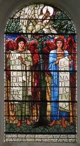 Pelikanen i sin fromhed og engle med ruller, 1890 af Edward Burne Jones