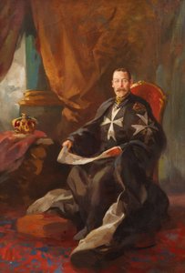 Studie til Portrait of King George V (olie om bord) af Edward Caruana Dingli