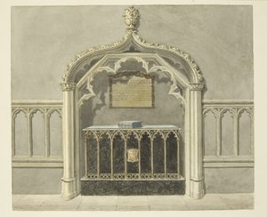 Monument til Mary Grosett i Bristol Cathedral (blyant og akvarel på papir) af Edward Cashin