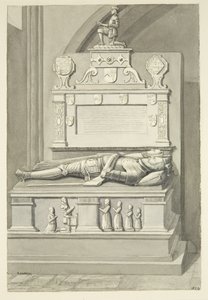 Monument til Sir Henry Newton og Lady Newton i Bristol Cathedral (blyant og akvarel på papir) af Edward Cashin