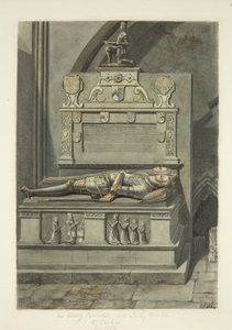 Monument til Sir Henry Newton og Lady Newton i Bristol Cathedral (blyant og akvarel på papir)