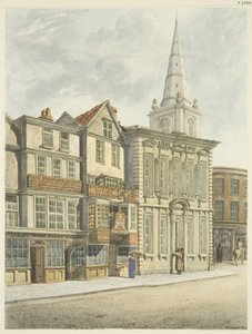 Old Council House, nedtaget 1824 (blyant og akvarel på papir) af Edward Cashin