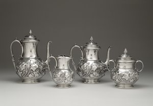 Kaffe og te service, ca. 1856-1859 (sølv og elfenben) af Edward Chandler Moore