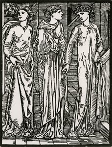 Søstrenes første besøg af Edward Coley (after) Burne Jones