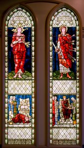 Charity and Fortitude (David Lamenting og David Consoled), ca. 1896 (farvet glas) af Edward Burne Jones