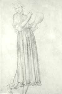 Pige med bækkener (blyant på papir) af Edward Coley Burne Jones
