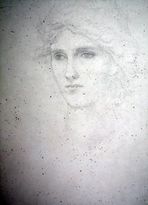 Hovedstudie - Bessie Keane, ca. 1898 (blyant på papir) af Edward Coley Burne Jones
