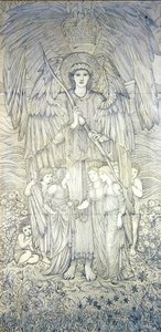 Kærlighed der bevæger solen (blyant på papir) af Edward Coley Burne Jones