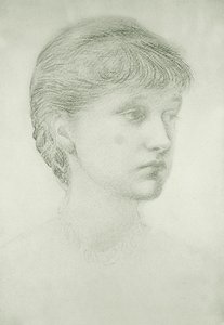 Portræt af Madeleine Wyndham (grøn kridt på papir) af Edward Coley Burne Jones