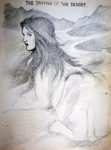 Sphinx of the Desert (blyant på papir) af Edward Coley Burne Jones