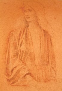 Studie af en pige (blyant på papir) af Edward Coley Burne Jones