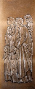 Lad de små børn komme til mig (sort-hvidt kridt på papir) af Edward Coley Burne Jones