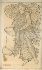 Engel med rulle - figur nummer ti, 1880 (kridt på papir) af Edward Burne Jones