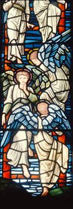 Angels Climbing and Descending, detalje af Jacobs Ladder farvede glasdetalje af 120160 af Edward Burne Jones