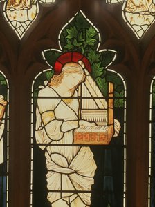 Detalje af den hellige Cecilia af Edward Burne Jones