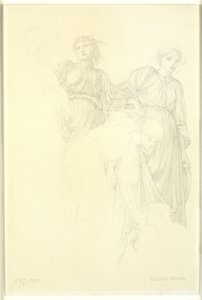 Gruppe af kvinder, Forstudie til maleriet, Den Gyldne Trappe af Edward Coley Burne Jones