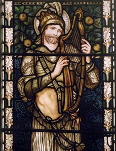Kong Davids Harpe, 1876 (glasmaleri) af Edward Burne Jones