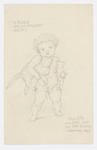 Brev til kunstnerens barnebarn Angela Thirkell (blyant på papir) af Edward Burne Jones