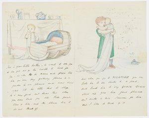 Brev til kunstnerens barnebarn Angela Thirkell (blyant på papir) af Edward Burne Jones