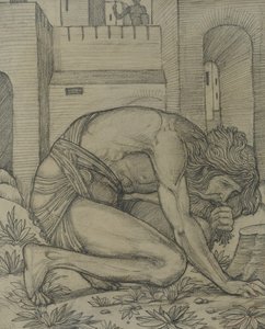 Nebuchadnezzar Eating Grass, 1878 (kridt på papir) af Edward Burne Jones