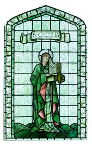 St Cecilia, ca. 1897, Edward Burne Jones (farvet, malet og blyindfattet glas) af Edward Coley Burne Jones