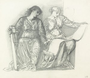 Studie til "Musik", c.1865 af Edward Burne Jones