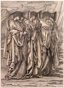Studie til "Udfordringen i vildmarken", ca. 1875 af Edward Burne Jones