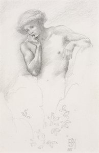 Studie af en bakkefe for "Arthur in Avalon", 1885 af Edward Burne Jones