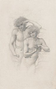 Studie af to mandlige nøgenbilleder til "Arthur in Avalon", ca. 1885