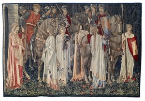 The Arming and Departure of the Knights, gobelin designet af kunstneren og vævet af Morris & Co., 1895-96 af Edward Burne Jones
