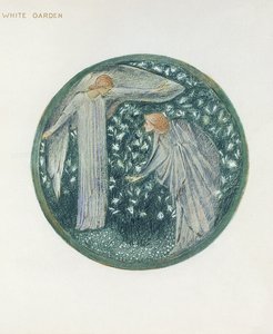 Blomsterbogen: XXXIV. White Garden, 1905 (litho med gouache på papir) af Edward Burne Jones