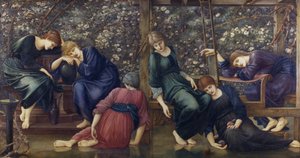 The Garden Court, fra Briar Rose Series, ca. 1894 (olie på lærred) af Edward Burne Jones