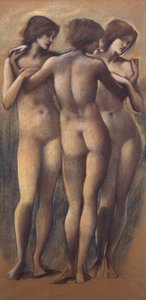 De tre nåder, ca. 1885 (kridt på papir) af Edward Burne Jones