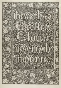 Titelblad, fra The Works of Geoffrey Chaucer, nu nytrykt, indgraveret af William Morris (1834-96) 1896 af Edward Coley after Burne Jones