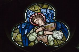 Wilden, Allerheiligen, Morris & Co., Edward Burne-Jones, John Henry Dearle (1859-1932), Engel mit Dulcimer, Engelmusiker