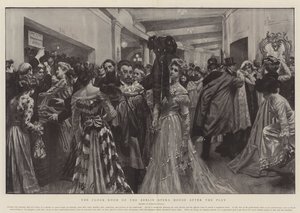 Garderoben i Berlins operahus efter skuespillet (litografi)