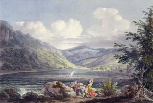 Haweswater, Westmoreland, ca. 1795 (wc over grafit på vævet papir) af Edward Dayes