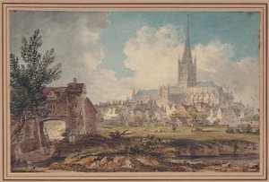 Norwich Cathedral fra sydøst (blyant, blæk og akvarel på papir) af Edward Dayes